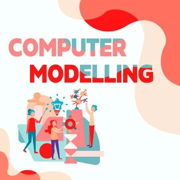 Inspiration showing sign Computer Modelling. Business overview using a computer Stock Illustration