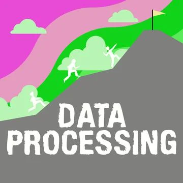Inspiration showing sign Data Processing. Word Written on collection and Illustrazione stock