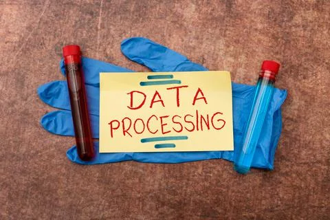 Inspiration showing sign Data Processing. Word Written on collection and Foto stock