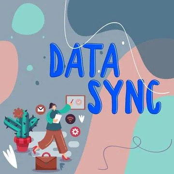 Inspiration showing sign Data Sync. Business overview data that is continuously Stock Illustration