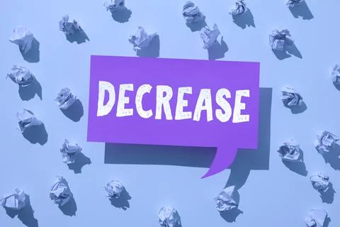 Inspiration showing sign Decrease. Conceptual photo make or become smaller or Stock Photos