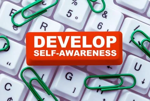 Inspiration showing sign Develop Self Awareness. Word Written on Improve sharp 스톡 사진