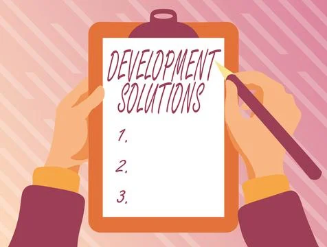 Inspiration showing sign Development Solutions. Word for Efficient Planning Stockillustratie