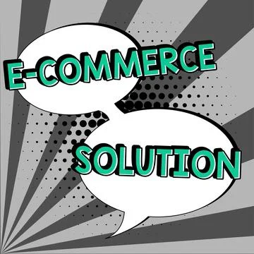 Inspiration showing sign E Commerce Solution. Business showcase Software used by Illustrazione stock