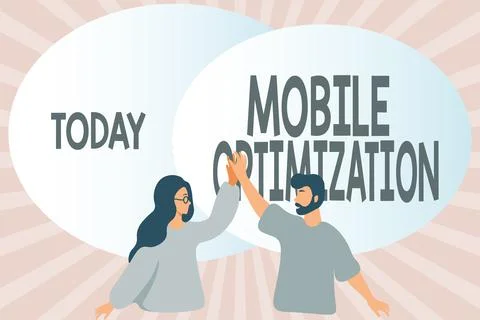 Inspiration showing sign Mobile Optimization. Concept meaning Site Content Illustrazione stock