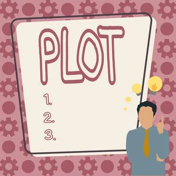 Inspiration showing sign Plot. Concept meaning sequence of events inside a story Stock Illustration