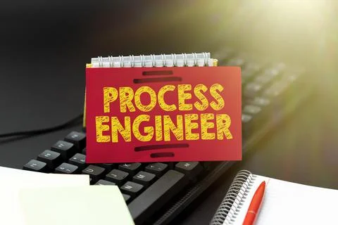 Inspiration showing sign Process Engineer. Word Written on responsible for Foto stock