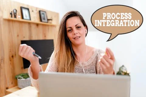 Inspiration showing sign Process Integration. Word for sharing of data and 스톡 사진
