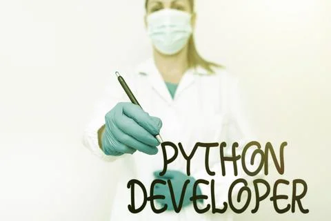 Inspiration showing sign Python Developer. Business approach responsible for Stock Photos