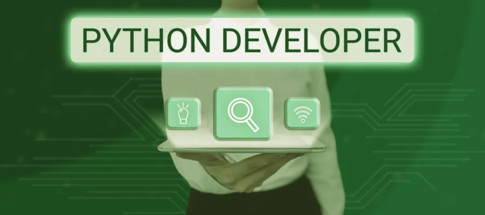 Inspiration showing sign Python Developer. Word Written on employees are Photos