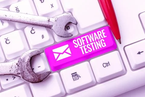 Inspiration showing sign Software Testing. Business overview evaluate the Foto stock
