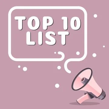 Inspiration showing sign Top 10 List. Word Written on the ten most important or Stock Illustration