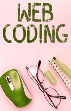 Inspiration showing sign Web Coding. Business idea work involved in developing a 写真素材