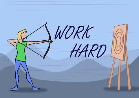 Inspiration showing sign Work Hard. Business concept Laboring that puts effort Stock Illustration