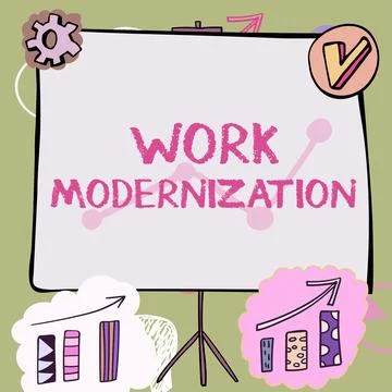 Inspiration showing sign Work Modernization. Word Written on changing product Stock Illustration