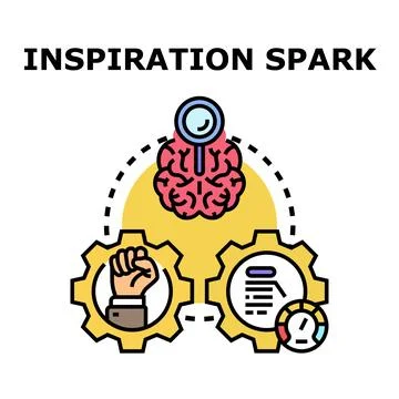 Inspiration spark, idea generation, and creative thinking process Stock Illustration
