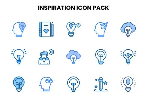 Inspiration Two Colour Vector Icons Pack Illustrazione stock