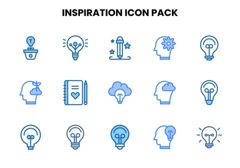 Inspiration Two Colour Vector Icons Pack Stock Illustration