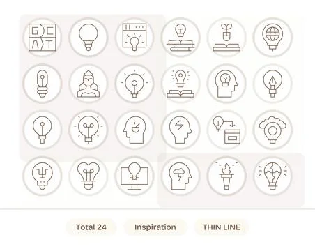 Inspiration Vector Icon Toolkit featuring 24 Pixel Aligned High Resolution .. Stock Illustration