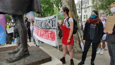 INSPIRATIONAL SPEECH AT TRANS RIGHTS PROTEST LONDON, 4K Stock Footage 134351972