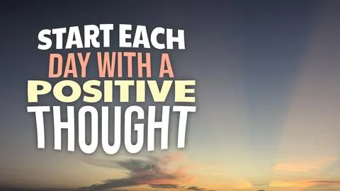 Inspirational typographic design features start each day with a positive th.. Stock Photos