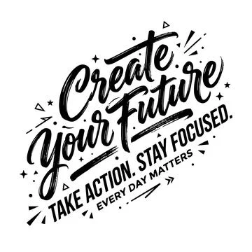 Inspirational Typography Artwork Featuring Motivation Quote Create Your Futur Stock Illustration