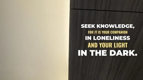 Inspirational typography design featuring the quote Seek Knowledge, for it .. Fotos de archivo