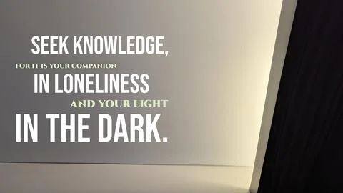 Inspirational typography design featuring the quote Seek Knowledge, for it .. Fotos de archivo