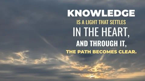 Inspirational typography layout featuring the quote Knowledge is a light th.. Fotos de archivo