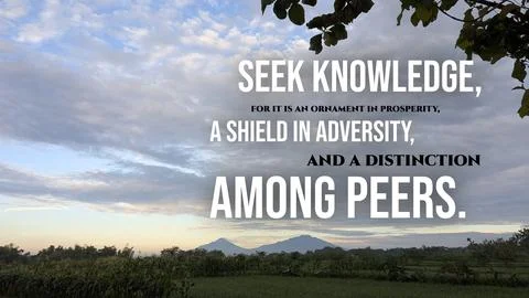 Inspirational typography layout featuring the quote Seek knowledge, for it .. Stock Photos
