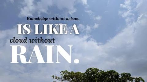 Inspirational typography layout featuring the quote Knowledge without actio.. Stock Photos