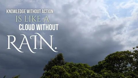 Inspirational typography layout featuring the quote Knowledge without actio.. Stock Photos
