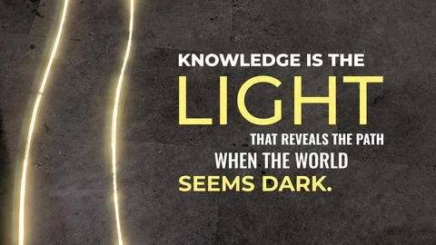 Inspirational typography layout featuring the quote Knowledge is the light .. Fotos de archivo