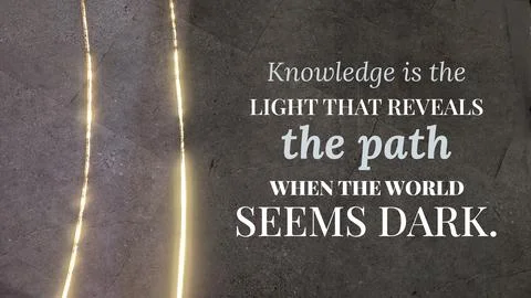 Inspirational typography layout featuring the quote Knowledge is the light .. Fotos de archivo