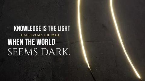 Inspirational typography layout featuring the quote Knowledge is the light .. Fotos de archivo