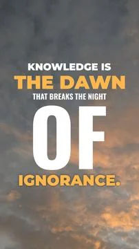 Inspirational typography layout featuring the quote Knowledge is the dawn t.. Fotos de archivo