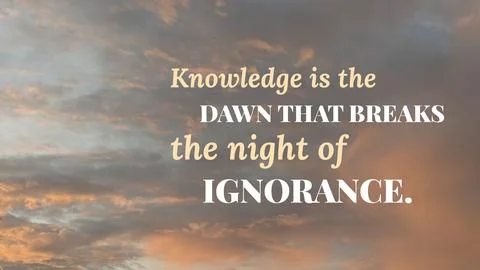 Inspirational typography layout featuring the quote Knowledge is the dawn t.. Fotos de archivo