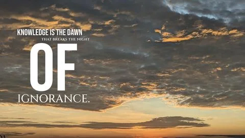 Inspirational typography layout featuring the quote Knowledge is the dawn t.. Fotos de archivo