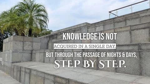 Inspirational typography layout featuring the quote Knowledge is not acquir.. Stock Photos