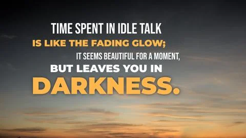 Inspirational typography layout featuring the quote Time spent in idle talk.. Stock Photos
