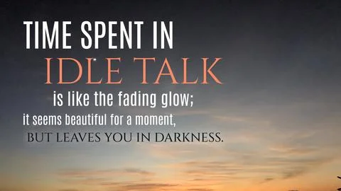 Inspirational typography layout featuring the quote Time spent in idle talk.. Stock Photos