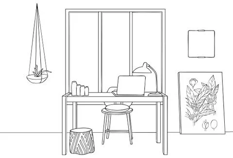 Inspirational Workspace Design Stock Illustration