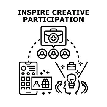 Inspire creative participation concept generating new ideas Stock Illustration
