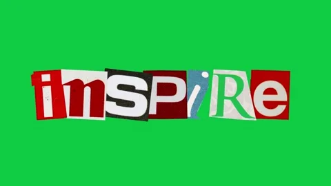 Inspire graphic text paper cut Stop Motion, magazine collage, ransom note s.. Stock Footage 336824013