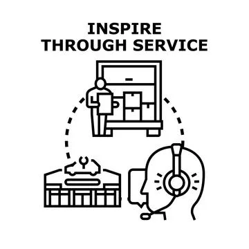 Inspire through service concept vector icon illustration Stock Illustration