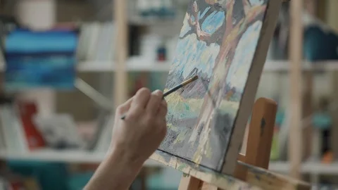 Inspired artist at work Stock Footage 115274986