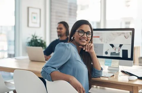 Inspired to continue creating exceptional work. Portrait of a young Stock Photos