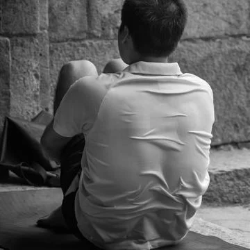Inspired Indian young man doing yoga asanas in Lodhi Garden Park, New Delhi,  写真素材