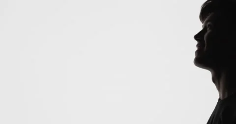 Inspired man silhouette problem solution happy guy Stock Footage 150076925