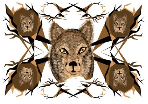 Inspired pattern with wolf イラスト素材